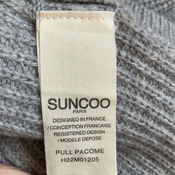 Suncoo Paris Wool Pull Pacome Sweater Mock Neck Layering Piece Grey Sleeveless - Picture 10 of 11